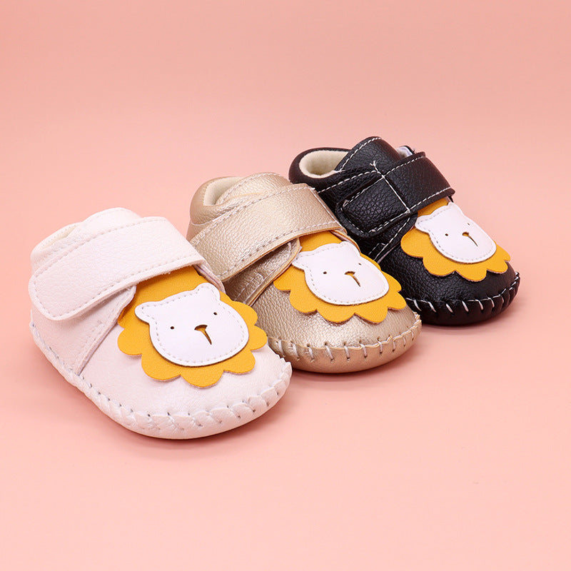 Baby Cartoon Bear Patched Pattern Soft Sole Toddler Shoes Indoor Chocolate Lily