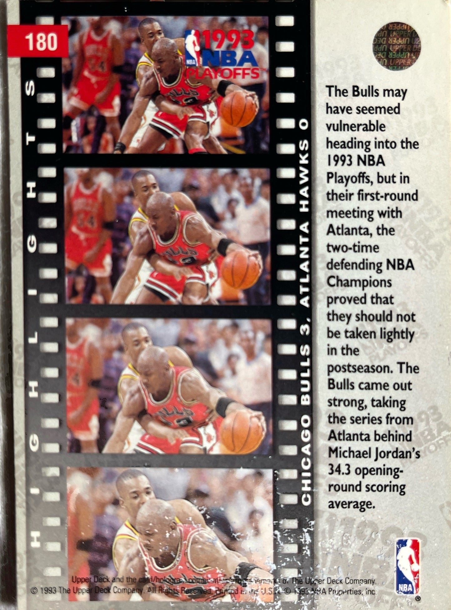 Мајкл Џордан 1993-94 Уппер Децк - [База] #180 - Најзанимљивији детаљи плеј-офа НБА