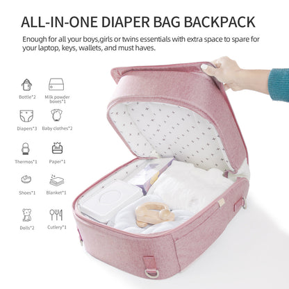 Portable Baby Diaper Bag Backpack with Changing Pad Maroon Chronos