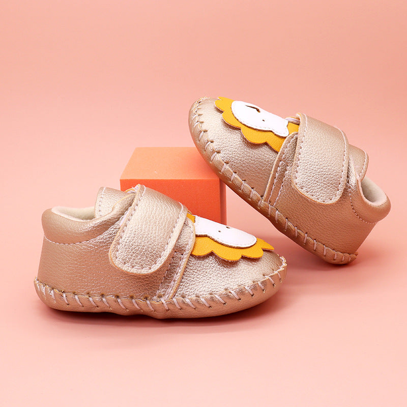 Baby Cartoon Bear Patched Pattern Soft Sole Toddler Shoes Indoor Chocolate Lily