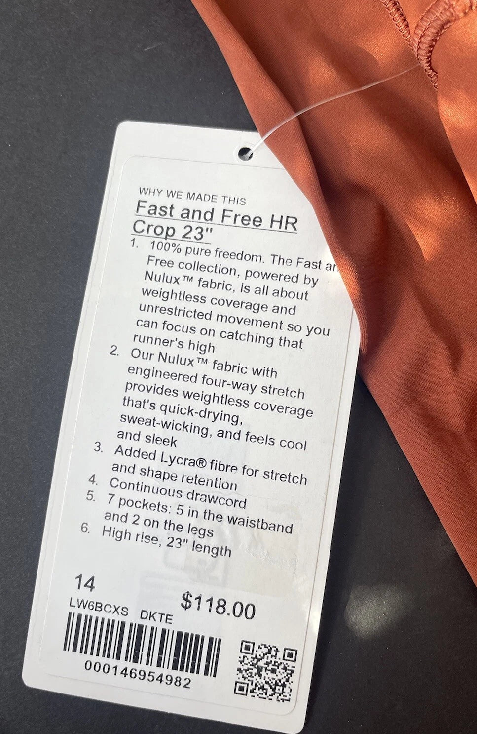 Lululemon Fast Free HR Crop Leggings Women 14 Purses N Stuff
